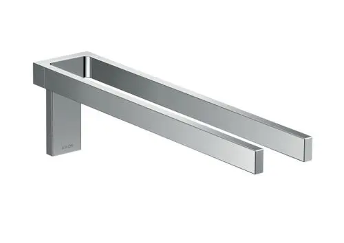 Chromfarbener Handtuchhalter von AXOR mit zwei parallelen, rechteckigen Armen, die gleichmäßig in einer Linie angeordnet sind.